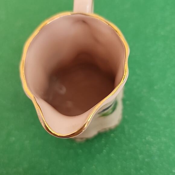 Vtg Leneige Creamer Burbank CA 1934-1955 Pink Porcelain Lavender Vioets Gold - Picture 5 of 8